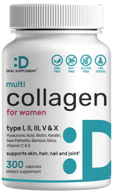 Deal Supplement Multi Collagen : bouteille de capsules prête pour soin cheveux et peau
