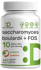 Deal Supplement Saccharomyces boulardii – Bouteille: probiotiques robustes pour une digestion potentiellement équilibrée.