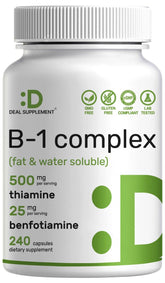 Deal Supplement B1 Benfotiamine en bouteille, potentiel soutien à l'énergie.
