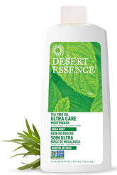 Desert Essence Bain de Bouche Arbre à Thé Menthe Mega, bouteille prête pour une fraîcheur durable.