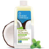 Desert Essence Rinçage Pulling Coco Menthe – bouteille montrant la fraîcheur naturelle.