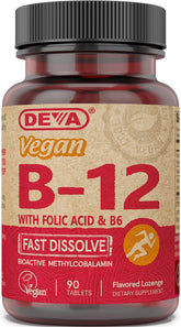 DEVA B12 pastilles citron à dissolution rapide pour un apport quotidien pratique.