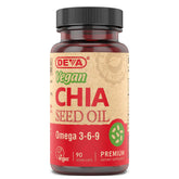 DEVA huile chia en bouteille, versement facile et riche en oméga essentiels.