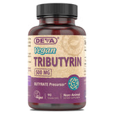 DEVA Tributyrin – Bouteille vegan: précurseur du butyrate pour soutien intestinal potentiel.
