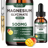 Dilib Magnésium Glycinate Gouttes Mangue – flacon pratique pour un apaisement potentiel du stress.