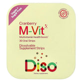 Bandes dissolvantes DISO M-VIT au cranberry, faciles à prendre et rapides à assimiler.