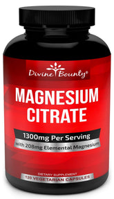 Divine Bounty – bouteille de gélules citrate de magnésium, soutien quotidien.