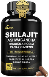 DLNIA 8-en-1 Shilajit: capsules pour énergie et vitalité