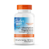 Doctor's Best, bouteille de magnésium glyciné-lysine, soutien sommeil et relaxation.