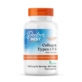 Doctor's Best Collagen Types 1&3 - bouteille de pilules, soutien potentiel pour cheveux et peau.