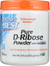 Doctor's Best D-Ribose poudre 250 g, prête à être mélangée dans une boisson.
