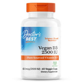Doctor's Best D3 vegan gélules - flacon, soutien potentiel à l'absorption du calcium.