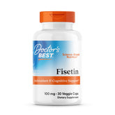 Doctor's Best Fisetin avec Novusetin, bouteille visible, soutien potentiel a la sante cellulaire.