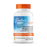 Doctor's Best magnésium glycinate lysinate - bouteille et gélules faciles à avaler.