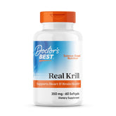 Doctor's Best Real Krill: bouteille 350 mg vue de face, suggérée pour soutenir la santé générale.