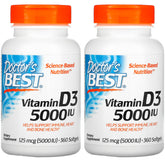 Doctor's Best Vitamin D3, bouteille de 360 gélules, soutien potentiel pour les os et le cœur.