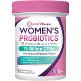 Bouteille Doctor's Recipes probotiques pour femmes, 70 milliards CFU, soutien potentiel du microbiome.