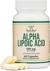 Double Wood Alpha Lipoique Acide – bouteille avec 60 capsules et potentiel antioxydant
