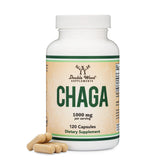 Double Wood Chaga: capsules en bouteille pour le soutien potentiel du système immunitaire.