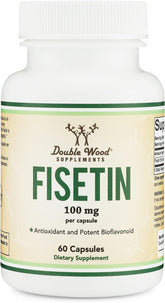 Double Wood Fisetin – flacon 100 mg, gélules végétariennes, soutien potentiel au vieillissement sain.