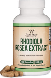 Double Wood Rhodiola Rosea Bouteille 500 mg, soutien énergie et équilibre
