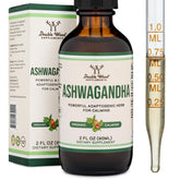 Double Wood Ashwagandha gouttes bouteille, format pratique pour dosage quotidien.