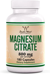 Double Wood Magnésium Citrate 800 mg – gelules dans flacon, soutien digestif potentiel.