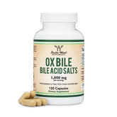 Double Wood Ox Bile bouton bouteille en gros plan pour soutien digestif potentiel après repas