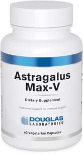 Douglas Laboratories Astragalus Max-V: bouteille visible, soutien immunitaire potentiel au quotidien.