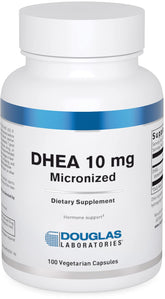 Douglas Laboratories DHEA 10 mg capsules : bouteille montrant le produit.