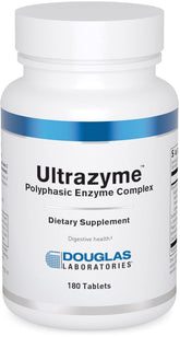 Ultrazyme Douglas Laboratories, flacon et comprimés favorisant la digestion des protéines et des glucides.