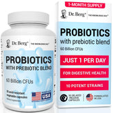 Dr. Berg Probiotique – bouteille affichant 60 milliards CFU, soutien digestif potentiel.