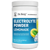 Poudre électrolytique Dr. Berg Lemonade sans sucre pour hydratation efficace.
