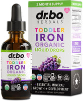 Gouttes DR. BO de fer pour enfants au raisin dans une bouteille claire