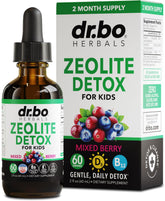 DR. BO Zeolite pour enfants, bouteille visible, détox douce potentielle.