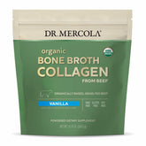 Dr. Mercola Bouillon Collagène Bio Vanille — poudre, texture lisse et pratique.
