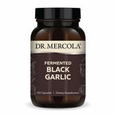 Bouteille Dr Mercola Ail Noir Fermenté avec prise pratique et étiquette claire.