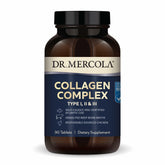 Bouteille Dr. Mercola Collagen Complex prête à soutenir la peau et les tissus conjonctifs.