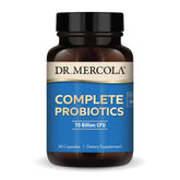 Dr. Mercola Complete Probiotics en bouteille, soutien digestif quotidien potentiel.