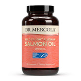 Dr. Mercola Huile Saumon Bouteille: source riche en oméga pour l'apport quotidien.