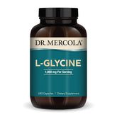 Dr. Mercola L-Glycine – bouteille de capsules pour soutien potentiel à l’antioxydant et au collagène.