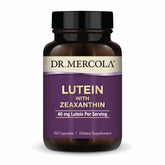 Bouteille Dr. Mercola Lutein Zeaxanthine pour un soutien visuel potentiel.