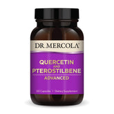 Dr. Mercola Quercetine Pterostilbene : bouteille présentant la formule à haute biodisponibilité.