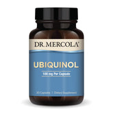 Dr. Mercola Ubiquinol, bouteille de 30 gélules offrant un soutien énergétique potentiel.