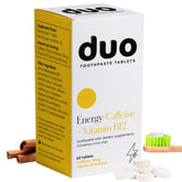 Duo Energy : pastilles caféine B12, rafraîchissent l’haleine et stimulent l’éveil.