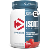 Dymatize ISO100 poudre protéine fraise, récupération post-entraînement rapide.