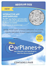 EarPlanes Plus – bouchons d’oreilles, 3 paires pour voyager confortablement.