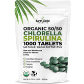 Earth Circle Organics tablettes chlorella-spiruline 1000: protéines et chlorophylle pour l'énergie quotidienne.