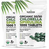 Earth Circle Organics tablettes chlorella-spiruline, source naturelle de protéines et fer.