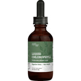 Chlorophylle liquide Earth Harmony Naturals dans une bouteille, goût menthe frais pour une utilisation facile.